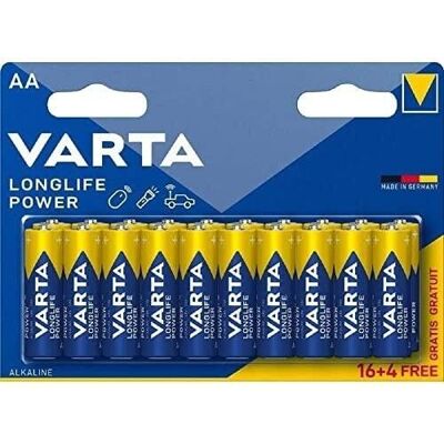 VARTA - PILES LONGLIFE POWER AA 16+4 GRATUITES