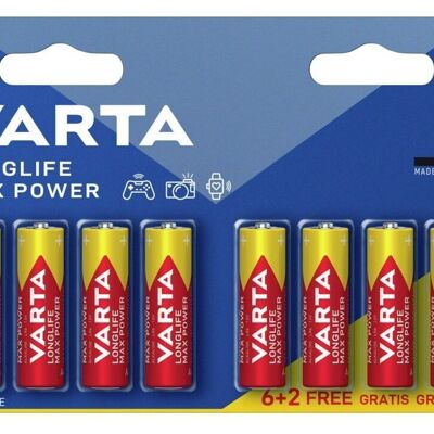 VARTA - PILES LONGLIFE MAX POWER AA LR06 (6+2 GRATUITES)