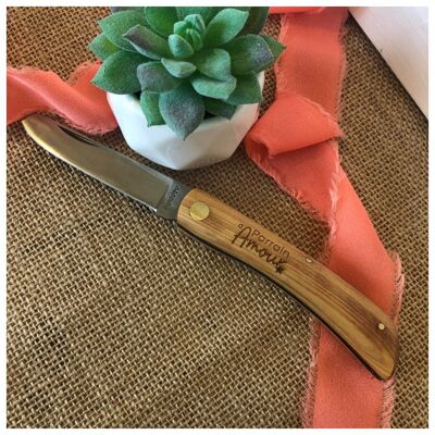 Klappbares lokales Messer mit der Gravur "Godfather of Love" (Schwangerschaft, Geburt, Kind, Taufe)