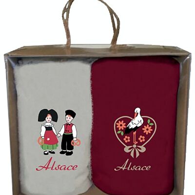 Caja de 2 Toallas Secamanos Bordadas Alsace Surtidas 30 x 50 - 7485000102