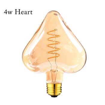 Lot de 3 LED Soft Light Heart E27 4W Filament Verre Rétro Blanc Chaud~1016 2