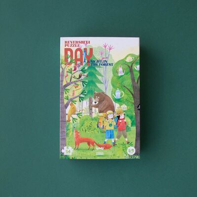 Night and day in the forest puzzle by Londji: reversible forest