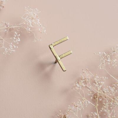 Letter F nail - golden brass