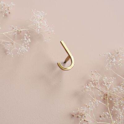 Letter J nail - golden brass