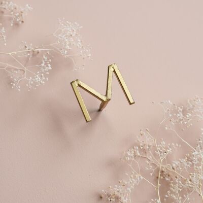 Letter M nail - golden brass