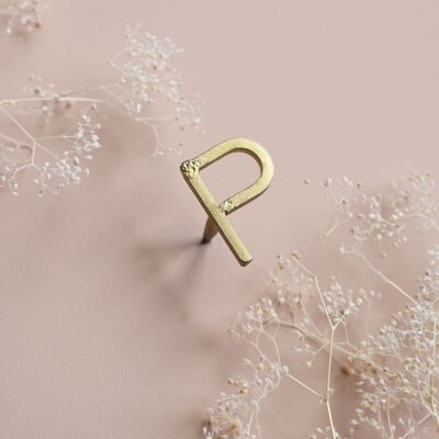 Letter P nail - golden brass