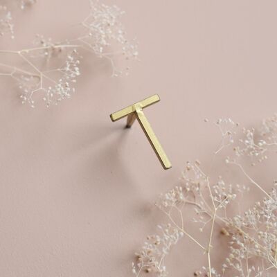 Letter T nail - golden brass