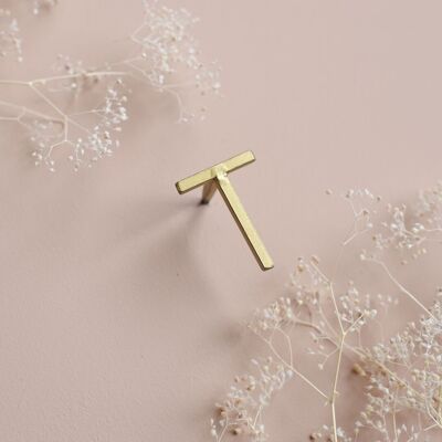 Letter T nail - golden brass