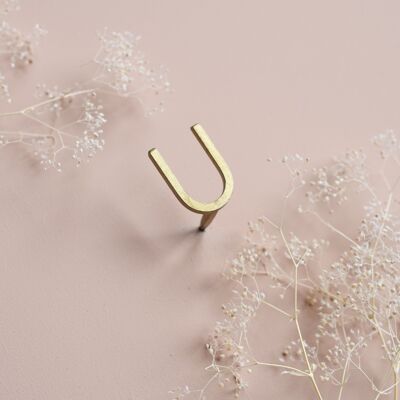 Letter U nail - golden brass