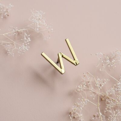 Letter W nail - golden brass