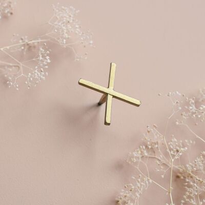 Letter X nail - golden brass