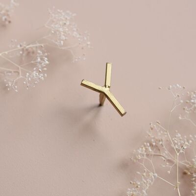 Letter Y nail - golden brass