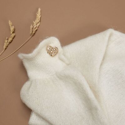 White & Gold Leopard Heart Pin - Porcelain