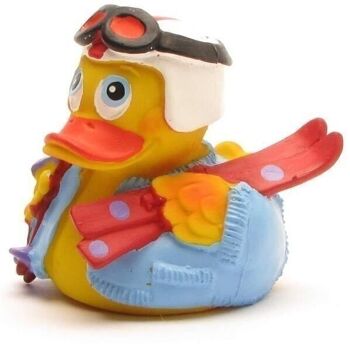 Canard en caoutchouc Lanco Ski-Duck avec casque blanc et lunettes (bleu) - canard en caoutchouc 1