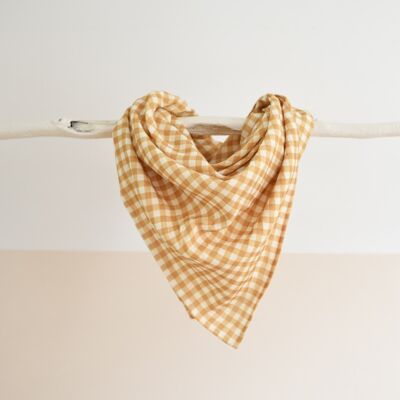 Ocher Vichy Swaddle 70x70 cm - French and organic cotton