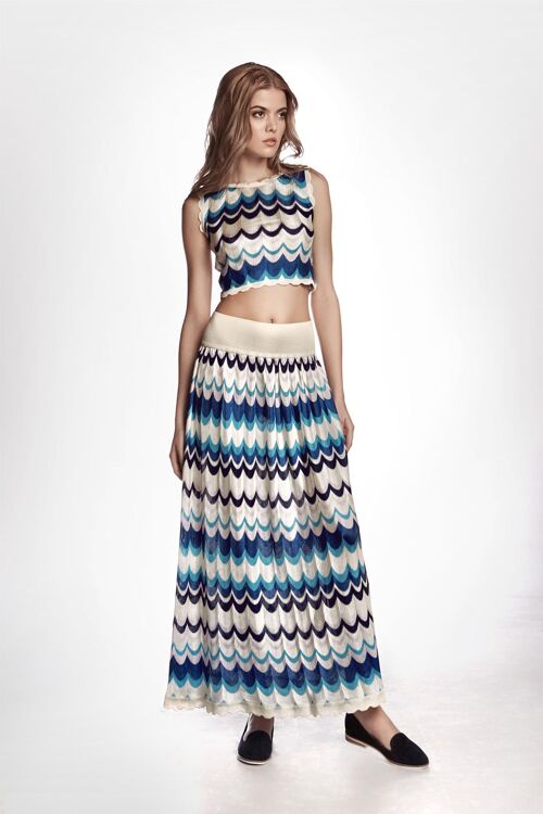 Tahiti wavy-striped maxi skirt