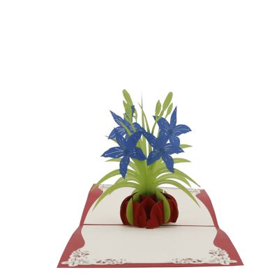 Bouquet of lilies blue pop up card