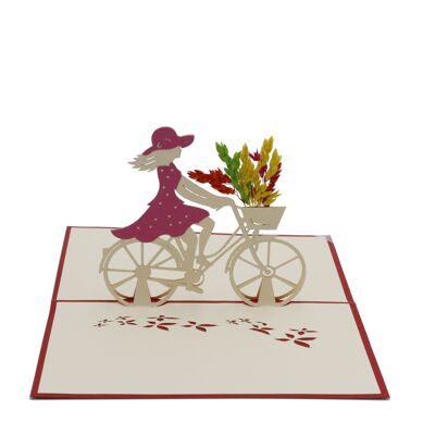 Ladies bicycle pink, pop-up card