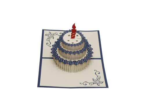 Torte mit Kerze blau, Pop-Up-Karte