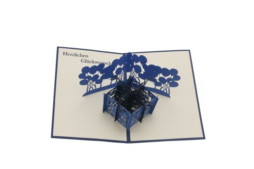 Geschenkbox blau, Pop-Up-Karte