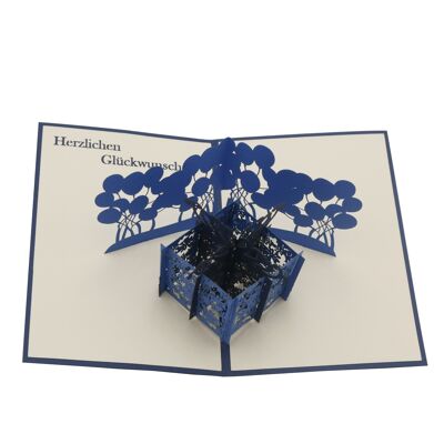 Caja de regalo azul, tarjeta emergente