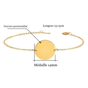 Bracelet femme médaille lettre initiale florale personnalisé gravée, Bijoux femme, Cadeau Maman, Cadeau Fête des grands mères 5