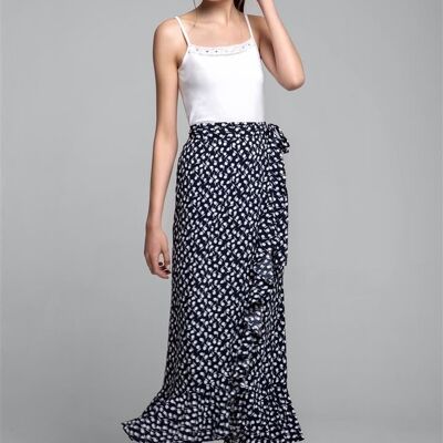 Stella ruffled floral-print wrap skirt