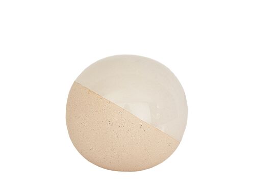 BOLA CERAMICA BEIGE/BLANCA 10X10X9CM HM22319