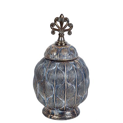 CERAMIC JAR WITH GOLDEN METAL LID 15X15X17CM HM852317