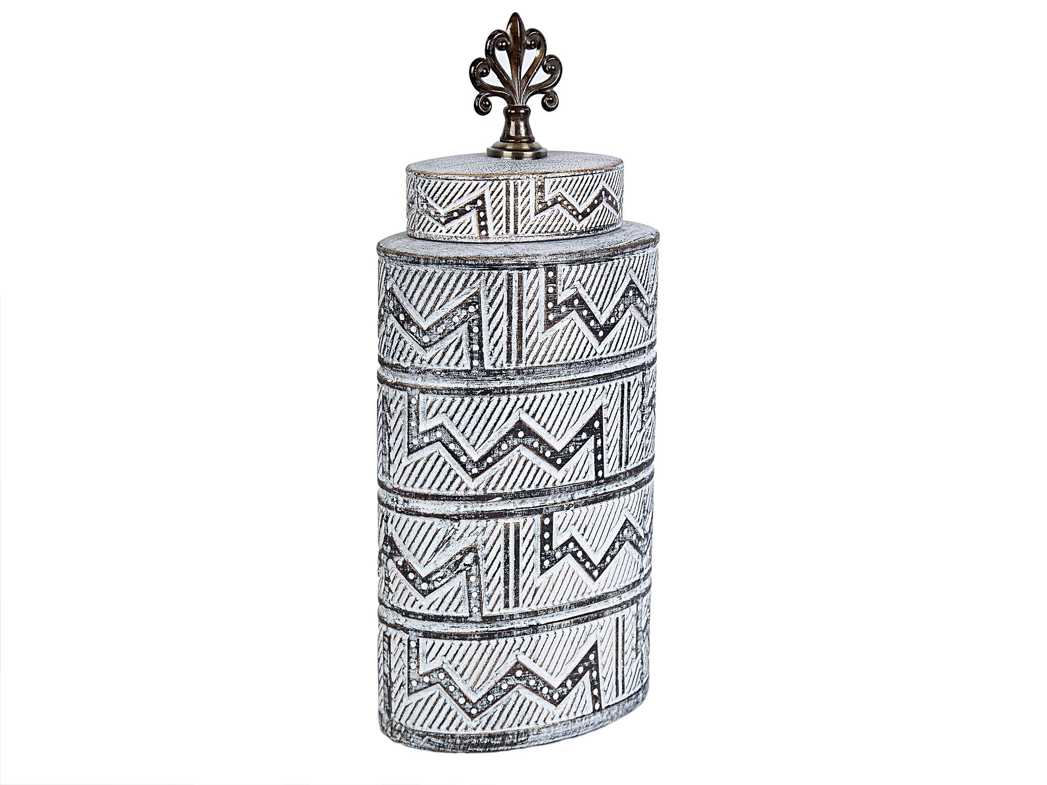 VASO IN CERAMICA CON COPERCHIO IN METALLO DORATO HM852319