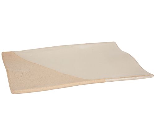 CENTRO RECTANG. CERAMICA BEIGE/BLANCO 32X32X5CM HM22317