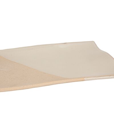 CENTRO RETTANGOLARE CERAMICA BEIGE/BIANCA 32X32X5CM HM22317