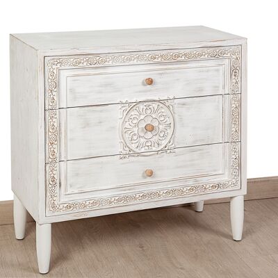 WOODEN CHEST OF 3 DRAWERS MEDALLION 80X35X80CM HM142309