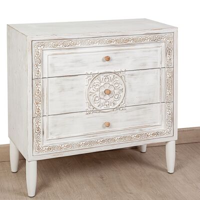 MEDALLION WOODEN CHEST OF 3 DRAWERS HM142309