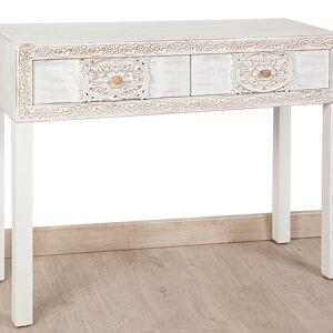 CONSOLE EN BOIS MEDAILLON 2 TIROIRS 100X35X80CM HM142310