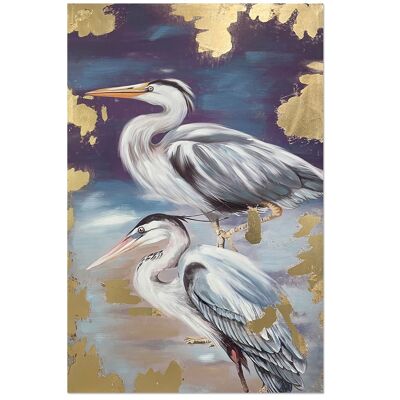 CUADRO LIENZO PINTADO GARZAS 80X4X120CM HM402335