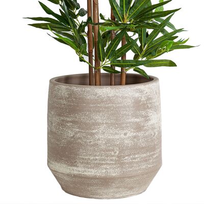 GRAY CERAMIC POT COVER HM32350