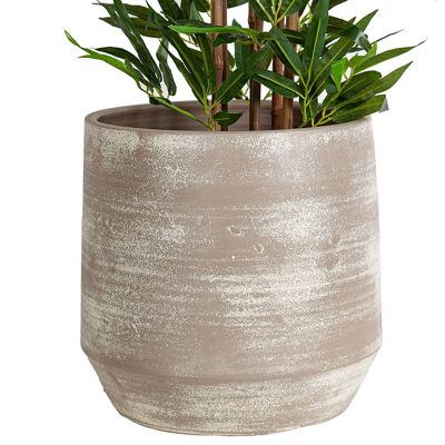 GRAY CERAMIC POT COVER HM32351