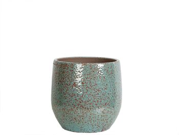 COUVERCLE-POT CERAMIQUE TURQUOISE 20X20X20CM HM32343