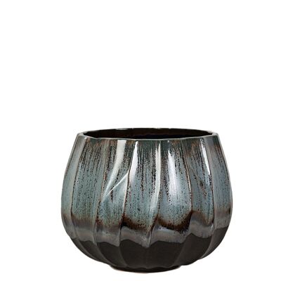 ZWEIFARBIGER, welliger Topfdeckel aus Keramik, 20 x 20 x 19 cm, HM32382