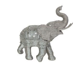 ÉLÉPHANT EN RÉSINE ARGENT 39X15X35CM HM192316