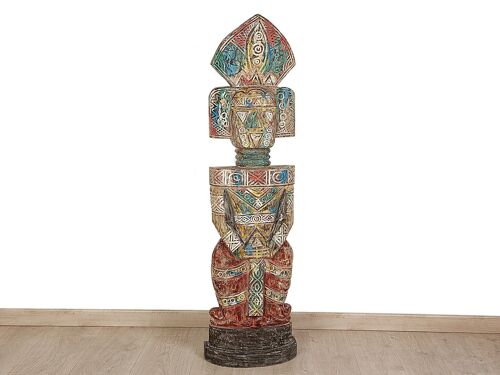 ESCULTURA PIE TRIBAL MADERA COLORES HM472354