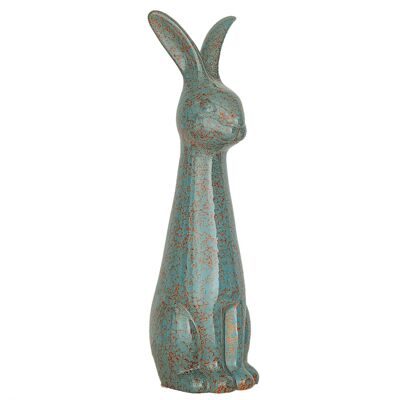 TURQUOISE CERAMIC RABBIT FIGURE HM32366