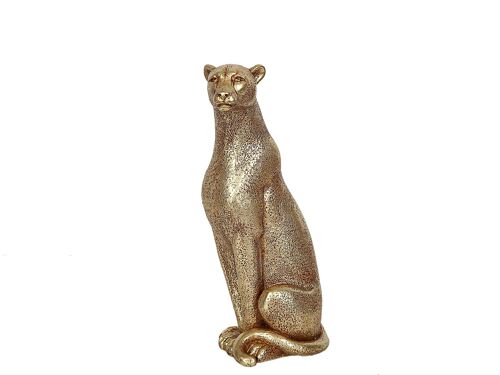 FIGURA LEOPARDO RESINA DORADO 12X8X25CM HM102315