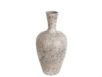 VASE CÉRAMIQUE BEIGE 22X22X52CM HM32358