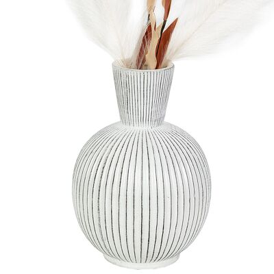 VASE CÉRAMIQUE BEIGE RAYÉ 18X18X26CM HM22326