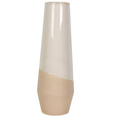 FLORERO CERAMICA BEIGE/BLANCO HM22314