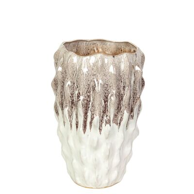 VASO CERAMICA BEIGE/BIANCO 21X21X32CM HM22347