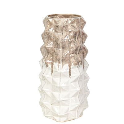 FLORERO CERAMICA BEIGE/BLANCO HM22348