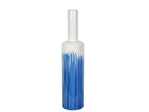 FLORERO CERAMICA BLANCO AZUL HM22321